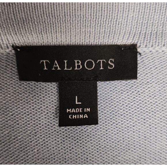 Talbots V-Neck Button Front Long Sleeve Cardigan Sweater Size Large Color Blue - Picture 7 of 7